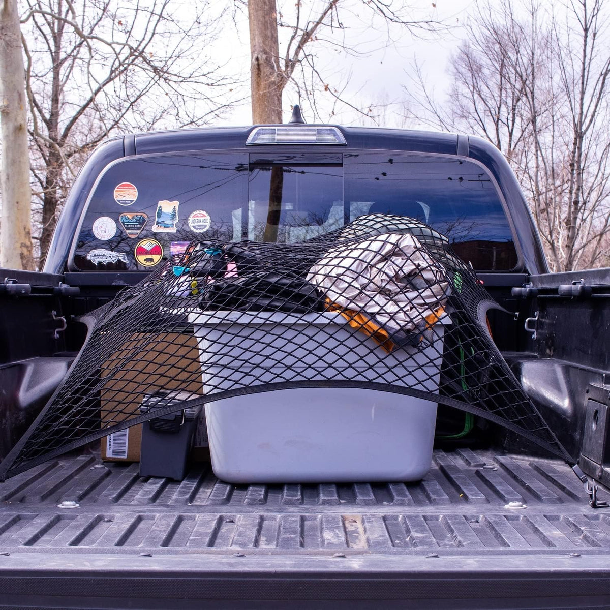 Highly Elastic Cargo Net, 4'x6' Stretches to 8'x12, Suitable for 6.5ft - 8.1ft Long Bed Trucks, Trailers (Lager Single Layer)