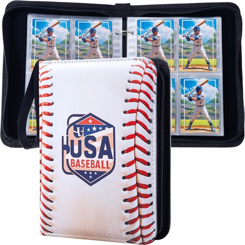 Baseball Card Binder - 4 Pocket Sports Card Album with 50 Removable Sleeves | Holds 400 Standard Size Cards