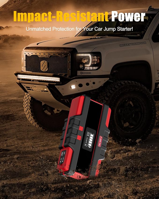 PJS06 Pro 4000A Car Jump Starter - Portable Power Bank with 40W Fast Charge, 10L Gas/9L Diesel Engine Starter, 3S Quick Start, Voltage Detector, LED Light, 10 Protections