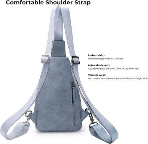 Alldaily Large Sling Bag - Fashionable Leather Crossbody Purse for Women | Trendy Travel Chest Bag (Blue)