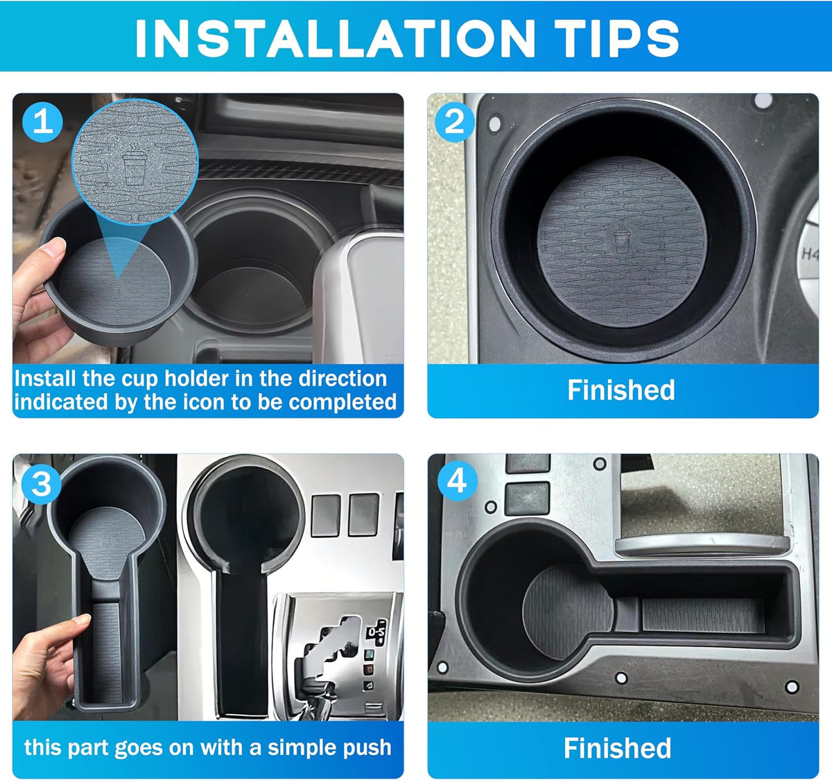 Cup Holder Inserts for 2014-2024 Toyota 4Runner Accessories Center Console Cup Holder Coaster Replaces Upgrade Non-Slip Protector Mat Pad Organizer for 4 Runner 2PCS (Center Console Left Front+Rear)