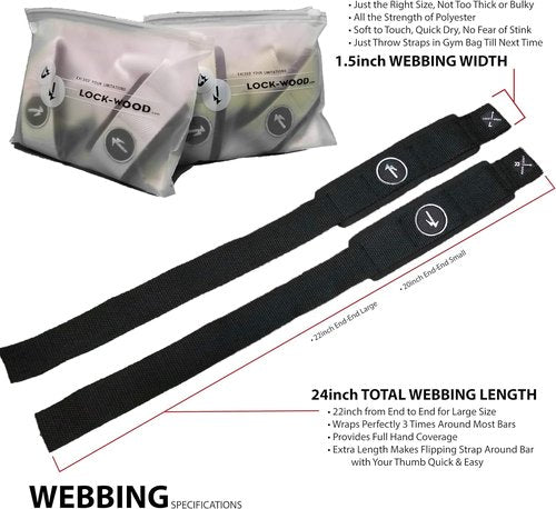 LOCK-WOOD Weightlifting Wrist Support Straps - Lift Heavier & Enhance Grip Stability