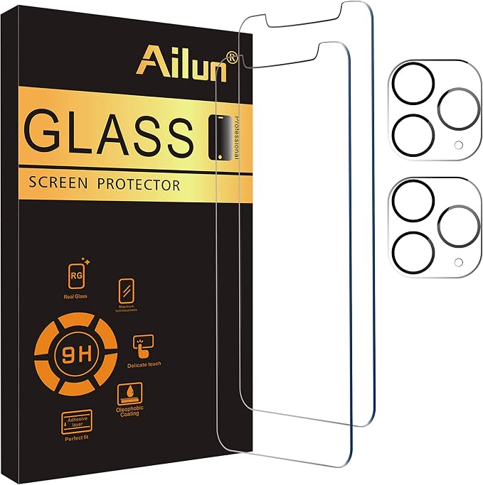Ailun 2 Pack Screen Protector for iPhone 11 Pro + 2 Pack Camera Lens Protector