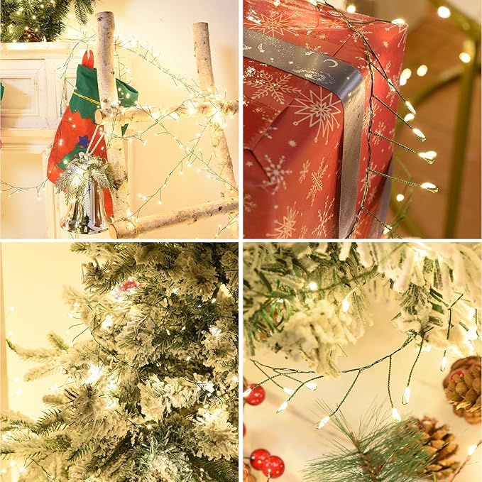 Fairy Lights Plug in, Dailyart 3000 Led Cluster Lights with Timer 195Ft Waterproof Warm Twinkle String Light with Remote for Bedroom Wreath Garland Window Wedding Christmas Tree Decoration, Green Wire