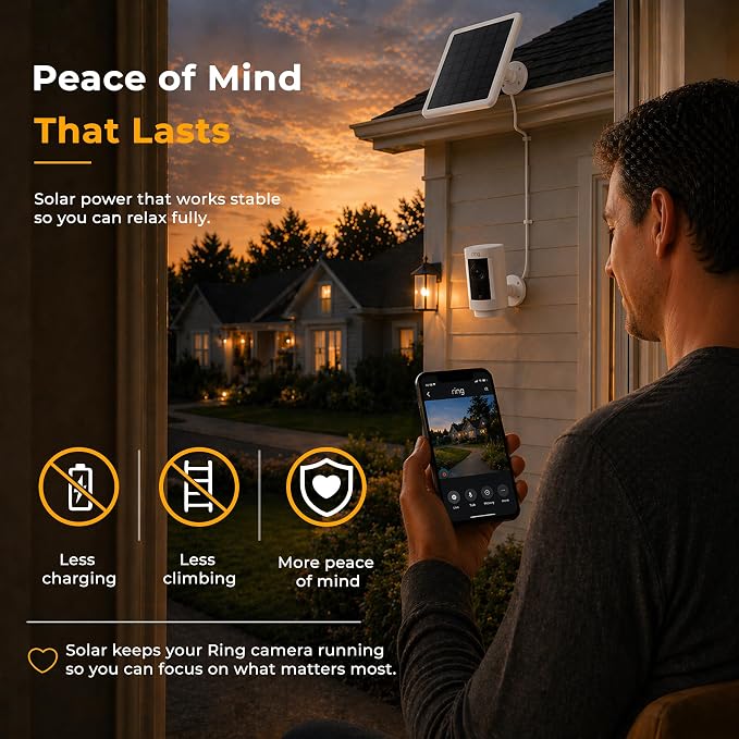 8W Solar Panel for Ring Camera, Solar Panel Charger Compatible
