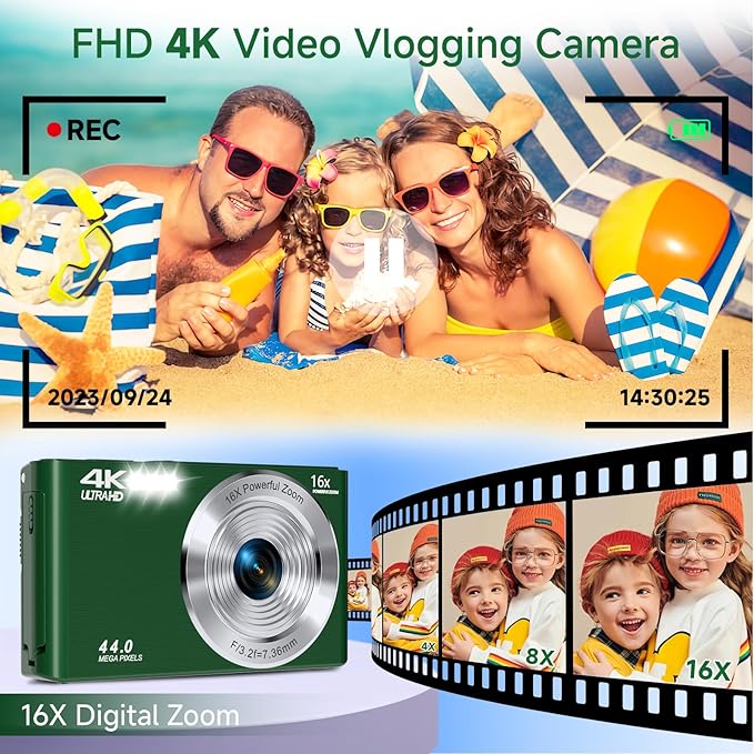 Digital Camera, FHD 4K Autofocus Compact Digital Cameras