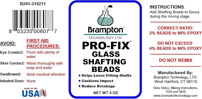 Brampton PRO-FIX Glass Shafting Beads - Golf Club Shaft Installation Stabilizer - Increase Bond Strength