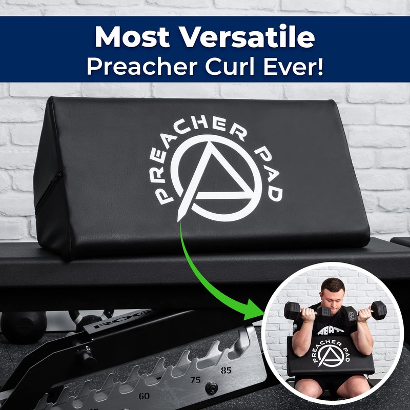 Preacher Pad by ABMAT- Portable Preacher Curl Bench, Barbell & Dumbbell Biceps Triceps Isolator, Seated Arm Isolated Barbell Dumbbell Biceps Station Home Gym