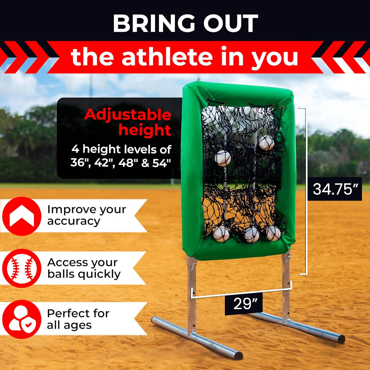 Velocity 9 Hole Pitch Master Pro Edition - Professional Baseball Pitching Net - Heavy-Duty & Portable Training Equipment