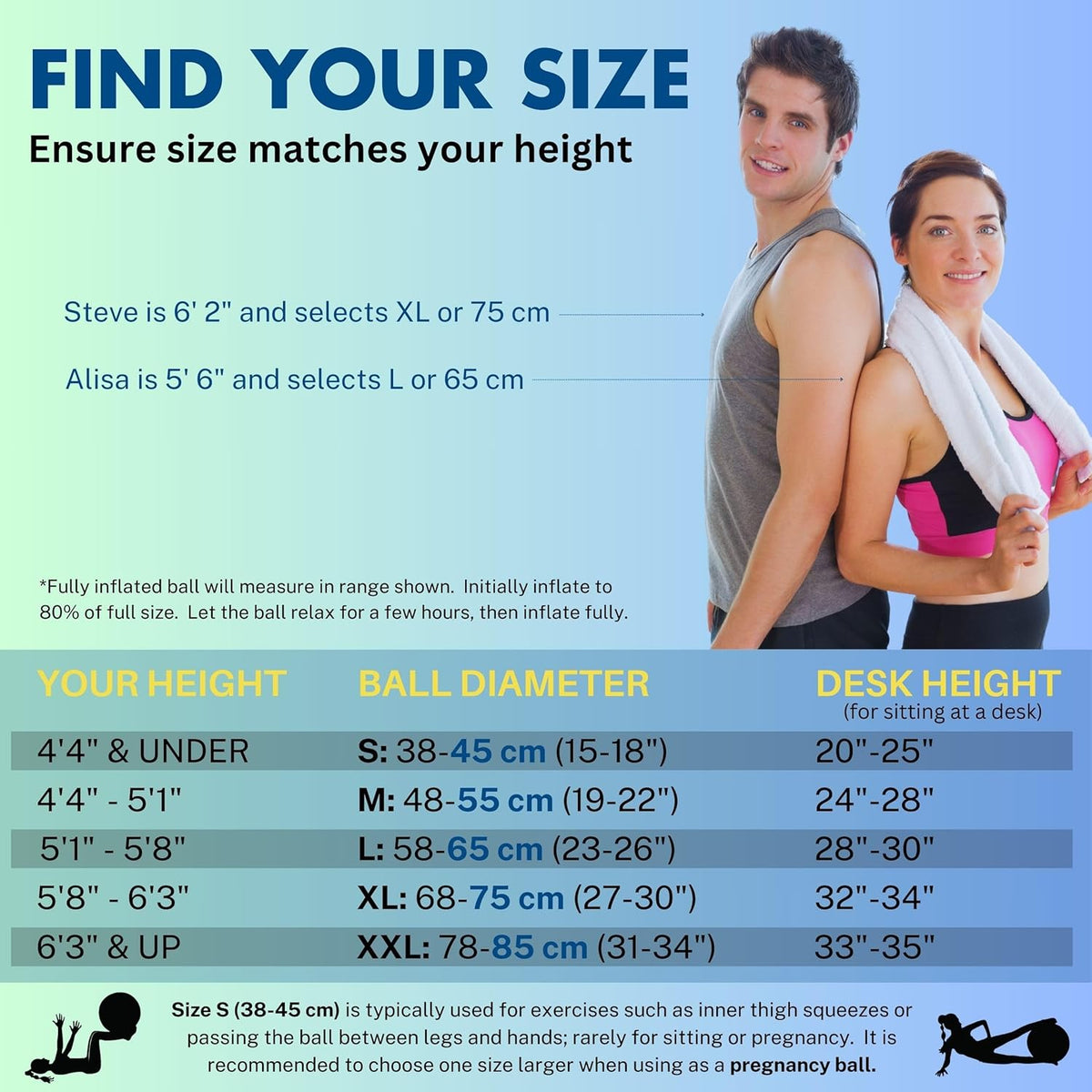 ProBody Pilates Yoga Ball - Stability Exercise Ball for Pregnancy, Workout & Physical Therapy | Various Sizes