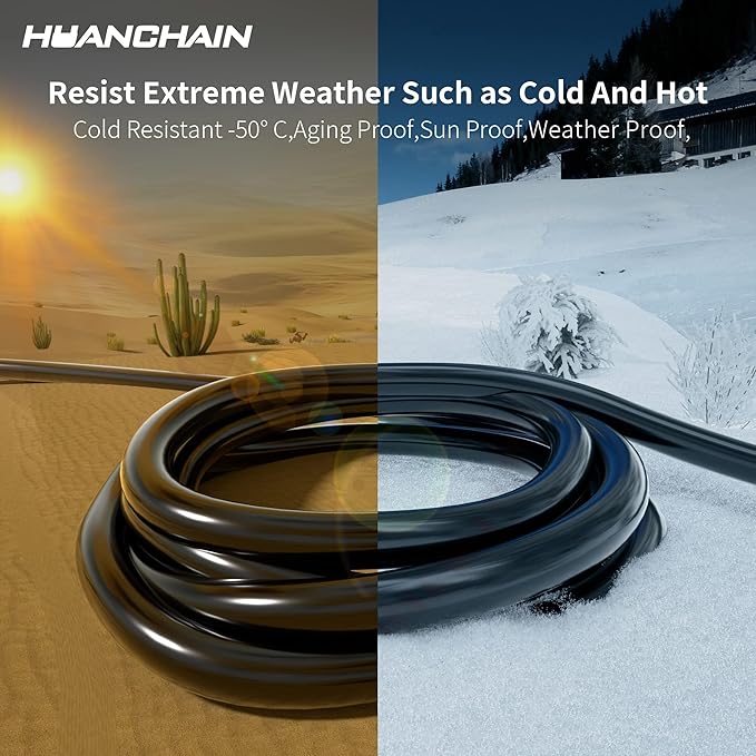 HUANCHAIN 4 FT（2 Pack） 16 Gauge Black Indoor Outdoor Extension Cord Waterproof, Flexible Cold Weather 3 Prong Electric Cord Outside, 13A 1625W 125V 16AWG SJTW, ETL Listed
