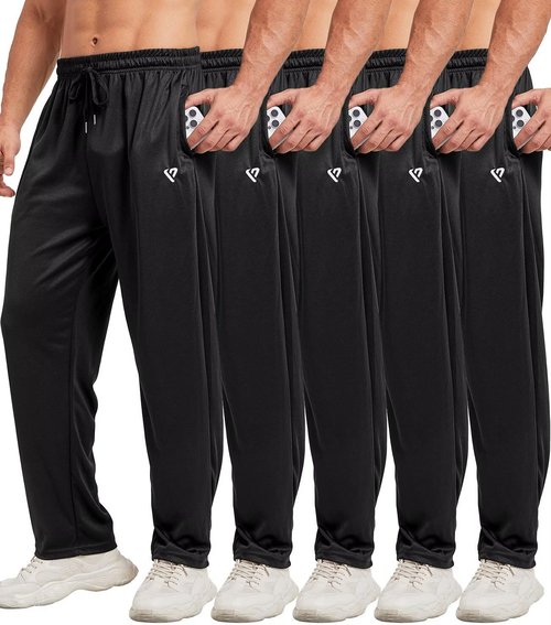 Lomsoe 5 Pack Men's Sweatpants - Open Bottom Joggers with Zip Pockets | Loose Fit Athletic Pants