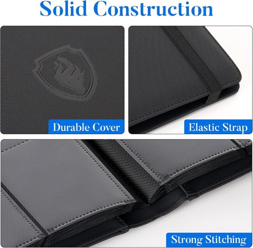 Fabmaker Premium 9 Pocket Card Binder - Sturdy PU Cover for 360 Cards | Sleek Black Trading Card Album