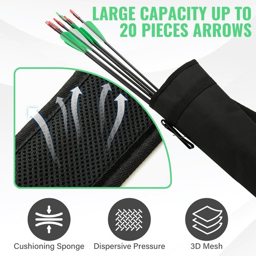 Archery Quiver - Adjustable Back & Hip Arrow Holder for Compound/Recurve Bows - Lightweight Foldable Bag with Shoulder Strap for All Ages