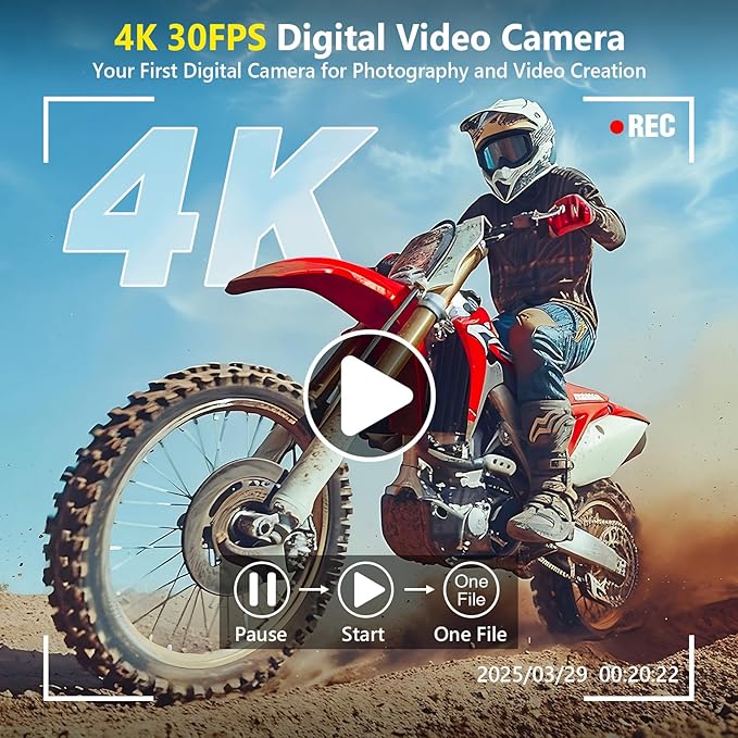 4K Digital Camera for Photography Autofocus, 64MP WiFi Vlogging Camera for