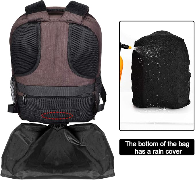 Cwatcun Camera Backpack with Rain Cover, Tripod Holder, USB Port, 15.6" Laptop