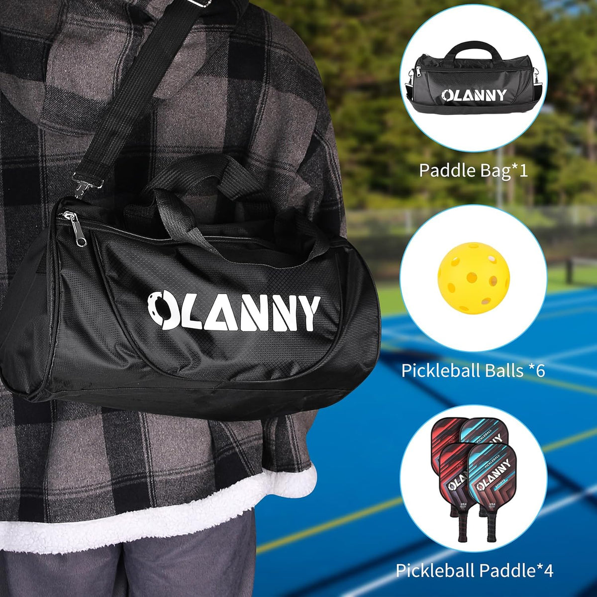 OLANNY Pickleball Paddles Set - Premium Graphite Rackets with Polymer Honeycomb Core | Includes Paddles, Balls & Bag