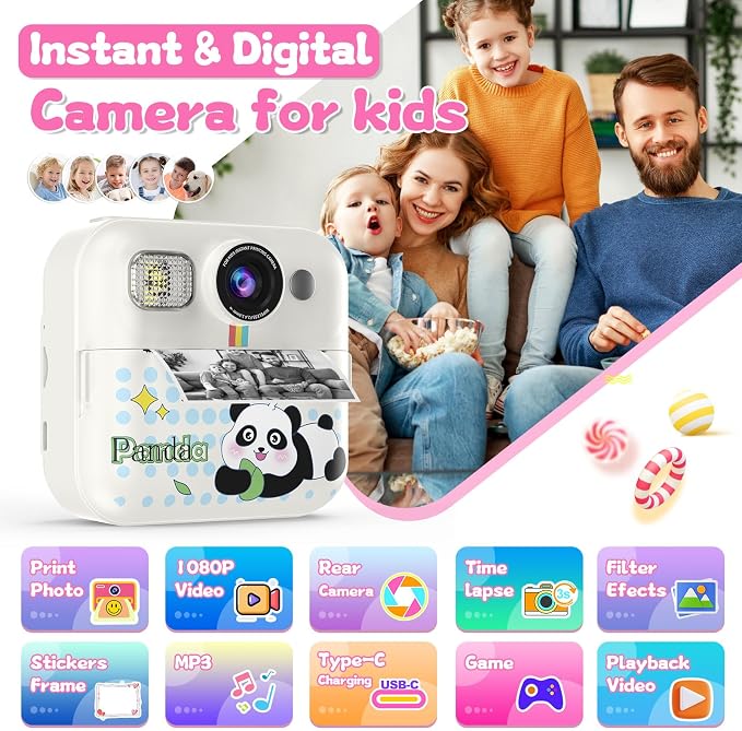 Kids Camera Instant Print, Christmas Birthday Gifts