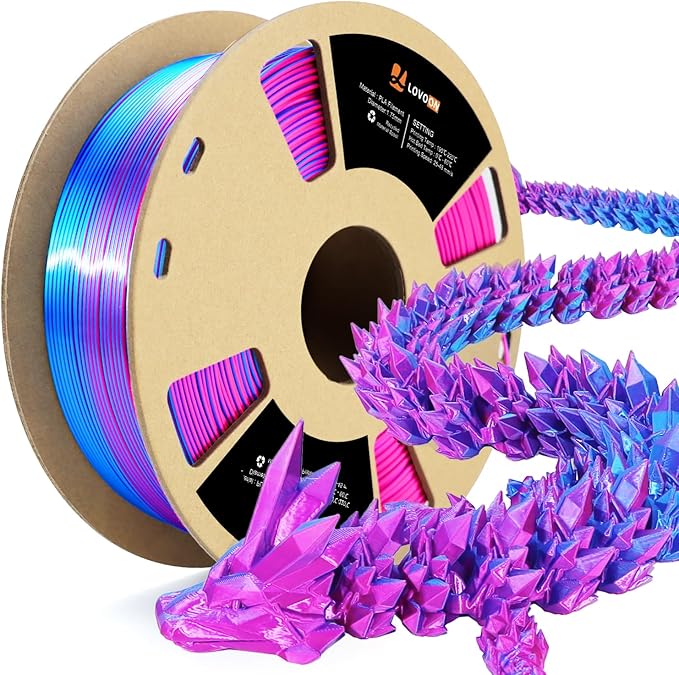 LOVOON 3D Printer Filament Dual Color Sky/Light Blue and Rose Red, PLA Filament