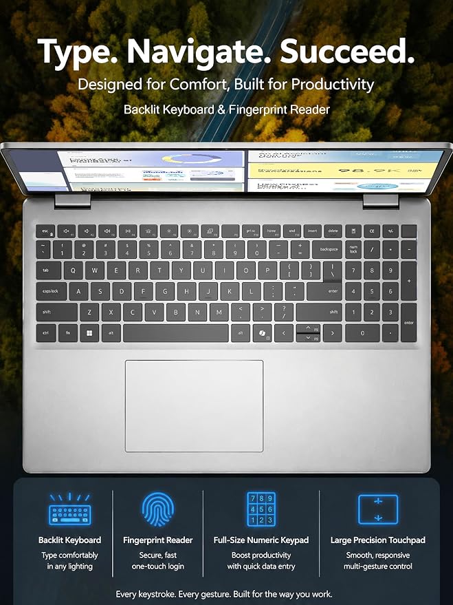 Dell 16 Touchscreen Laptop, Core 7 150U, 32GB DDR5 RAM 5200MT/s, 1TB SSD | 16:10 FHD+ 300nits WVA/IPS Display, Full-size Backlit Keyboard with Number Pad, Fingerprint Reader, Ai Copilot Key, Win11 Pro