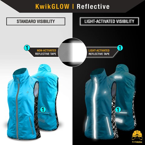 KwikSafety - Charlotte, NC - FIREFLY Women All Year Sport Vest, High-Performance Recreational Athletic Wear, High Visibility Running Cycling Jogging Walking Racing/Blue Large