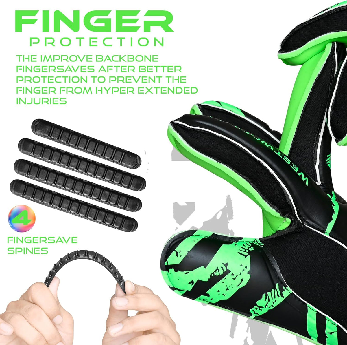 Westwood Fox Goalkeeper Gloves - Heavy Grip Palm with Finger Protection for Kids & Adults | 4+3 mm Latex