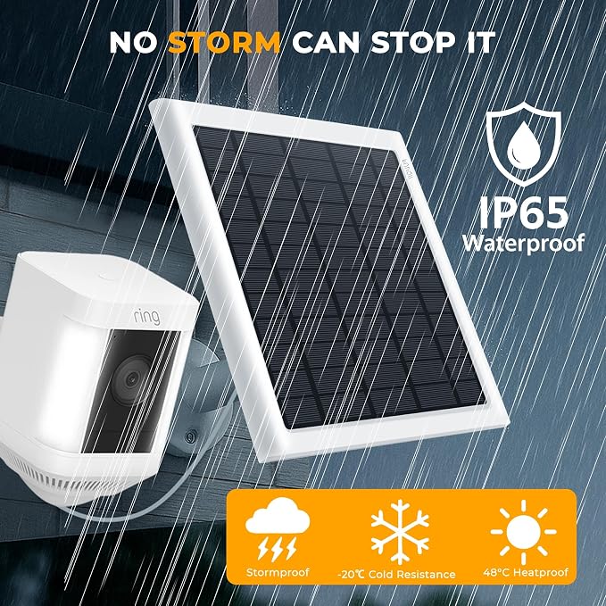 8W Solar Panel for Ring Camera, Solar Panel Charger Compatible