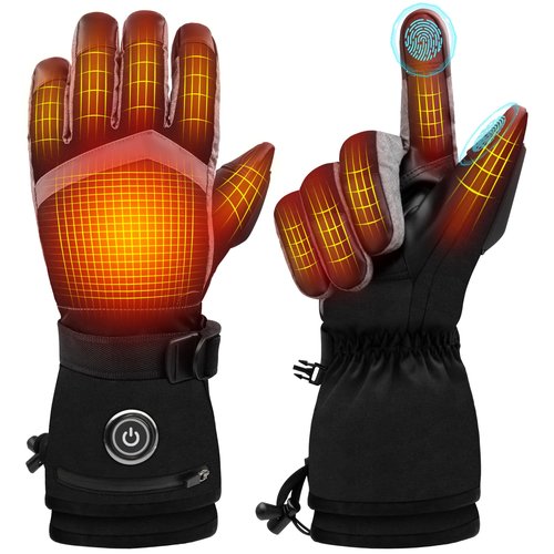 GEMSTONEGO Heated Gloves for Men Women, 5V 6000mAh Rechargeable Battery, 3 Heating Settings, Waterproof & Touchscreen, Winter Thermal Gloves for Skiing,Snowboarding,Motorcycling,Outdoor Sport