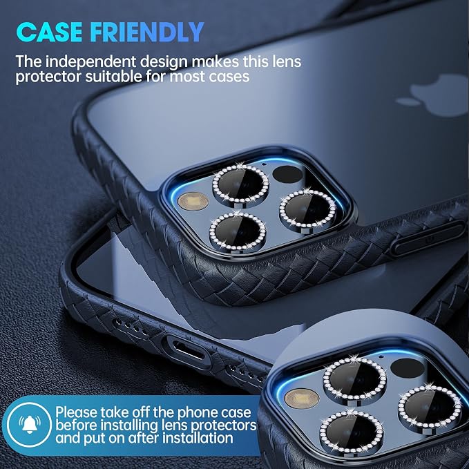 for iPhone 15 Pro/iPhone 15 Pro Max Camera Lens Protector Bling Individual