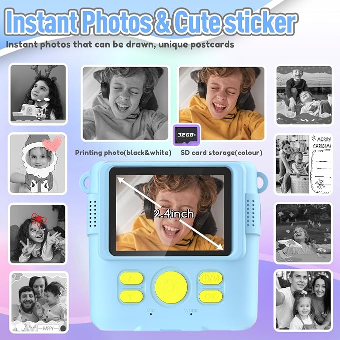 ESOXOFFORE Kids Camera Instant Print, Christmas Birthday Gifts