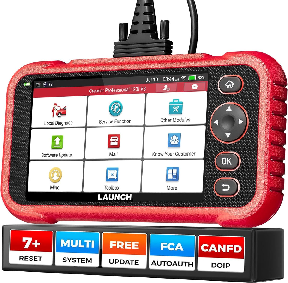 LAUNCH OBD2 Scanner CRP123I V3.0 Elite, 2026 Lifetime Free WiFi Update Scan Tool, FCA SGW, CANFD&DoIP, SAS/Throttle/Brake/BMS/DPF/Oil/ABS Service Multi Systems Car Scanner, Battery Test, Auto VIN