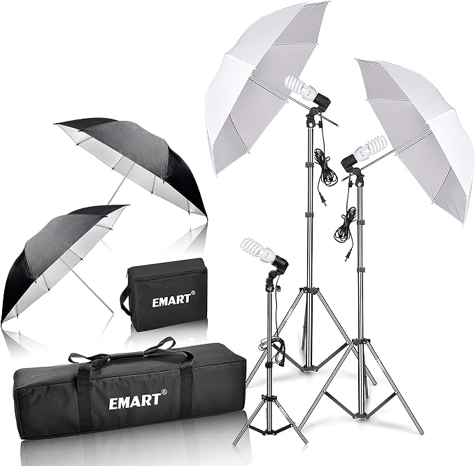 EMART Umbrella Photography Lighting Kit, 200/700W Bulbs, Soft Light Continuous