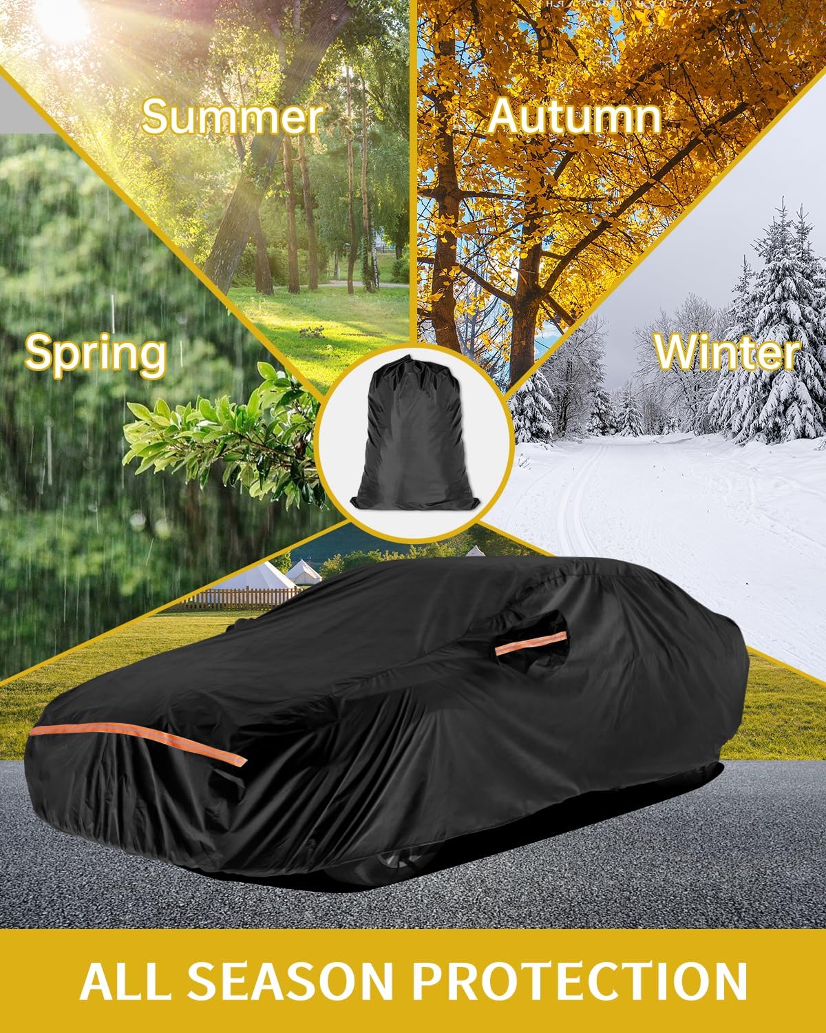 Car Cover Waterproof All Weather Custom Fit for Ford Mustang 1994-2025, 420D Oxford Full Outdoor Automtive Heavy Duty Covers Windproof Snowproof Dustproof UV Hail Protection Accessories