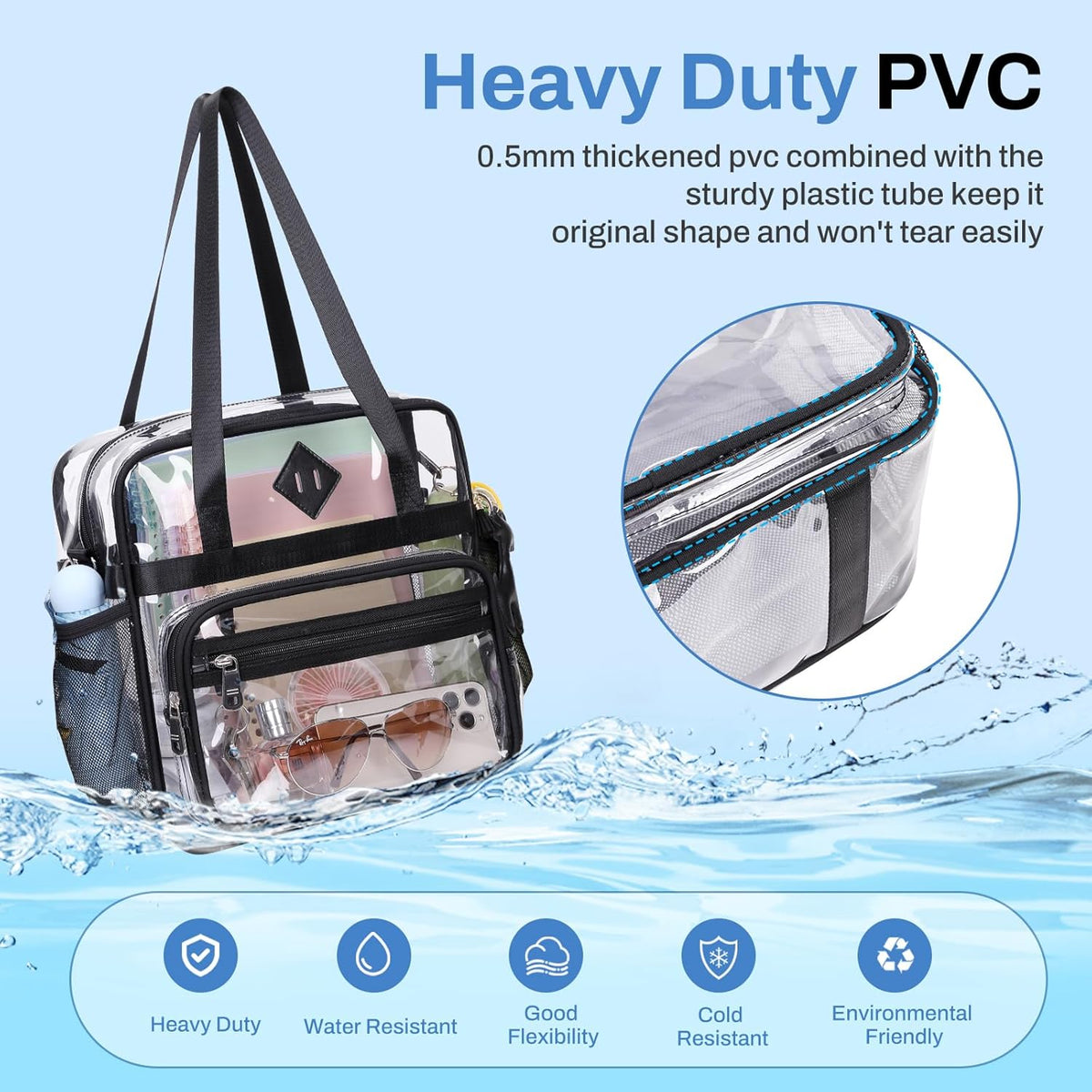 PIG PIG GIRL Clear Tote Bag - 12x6x12 See-Through Stadium Bag for Women | Stylish & Functional