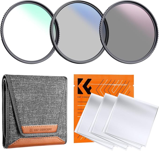 K&F Concept 77mm UV/CPL/ND Lens Filter Kit-18 Multi-Layer Coatings, UV Filter +