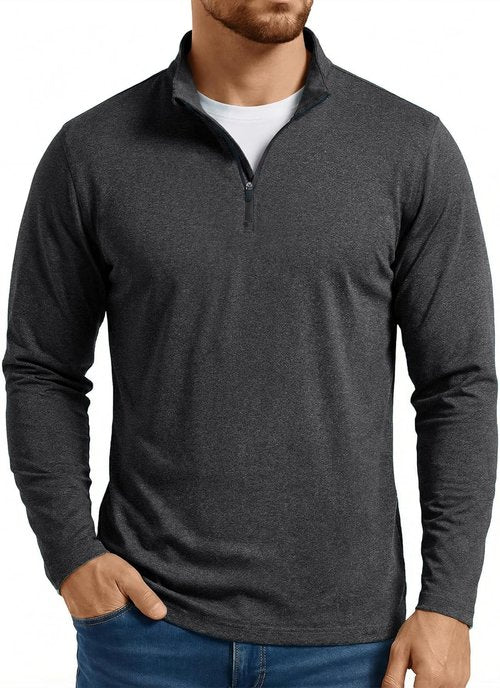 Boladeci Men's Quarter Zip Pullover - Premium Fleece Lined Long Sleeve Golf Shirt | Midweight Heather Design