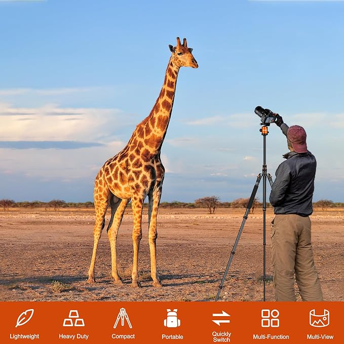 80/85 inches Heavy Duty Tripod for Camera and Phone, DSLR Binoculars Spotting