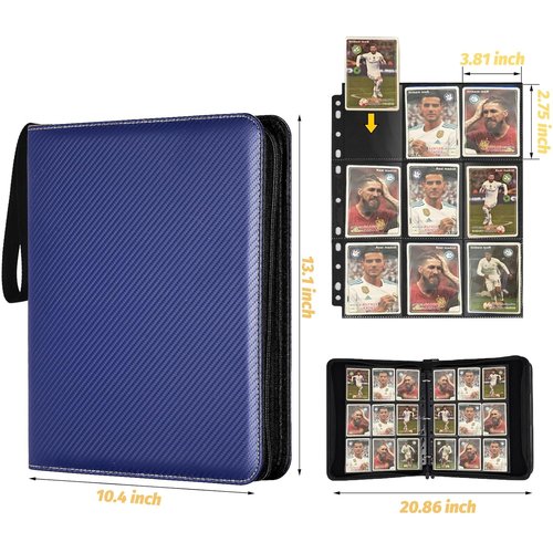 GERMUN 9 Pocket Card Binder - Premium Zip Trading Card Album for MTG, TCG & Sports Cards | Blue, 720 Double-Sided Pockets