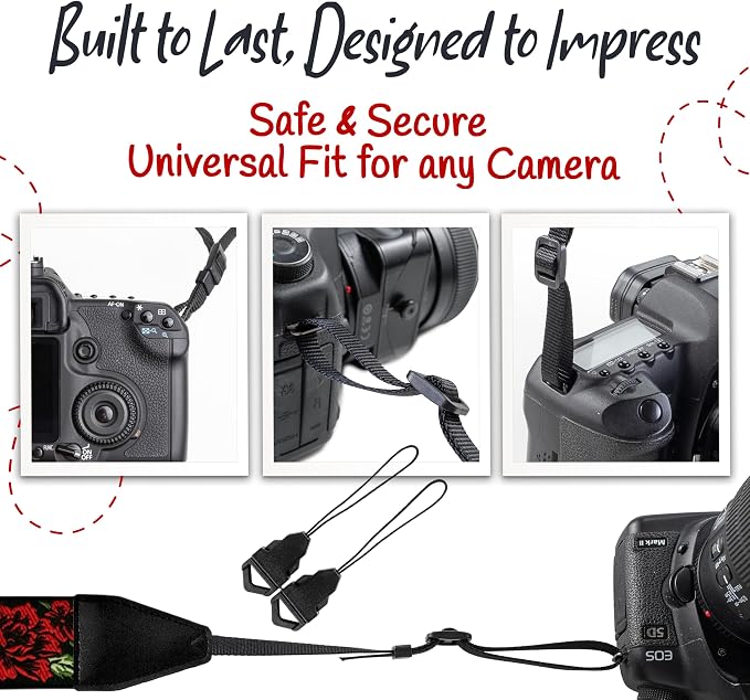 Art Tribute Camera Strap, Vintage Embroidered Neck Shoulder & Crossbody Camera