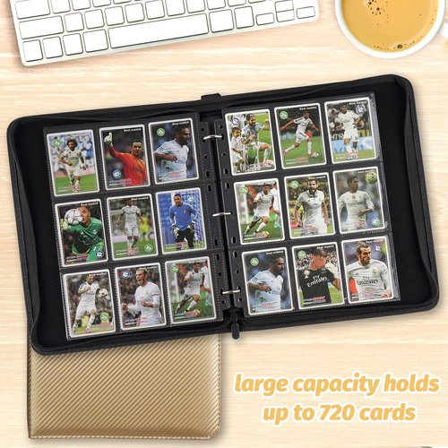 GERMUN 9 Pocket Card Binder - Premium Zip Trading Card Album for MTG, TCG & Sports Cards | 720 Double-Sided Pockets (Gold)
