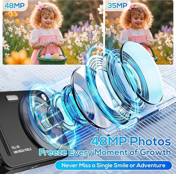 Digital Camera for Kids, 48MP FHD 1080P Point and Shoot Digital Cameras