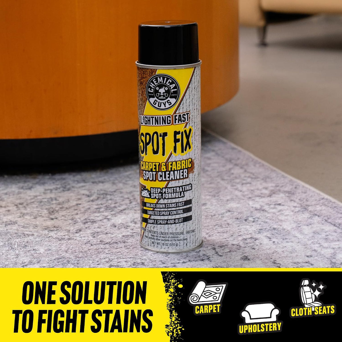 Chemical Guys Lightning Fast Carpet Spot Cleaner 18 oz Aerosol, Fabric Stain Extractor For Car Carpets, Seats, Floor Mats And Upholstery With Precision Spray Application