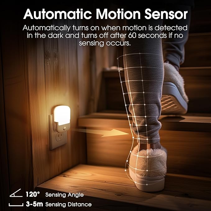Briignite Motion Sensor Night Light, Plug in, Dusk to Dawn, Adjustable Brightness Led Night Lights Soft White, 1W, Bedroom, Kids Room, Bathroom, Stair