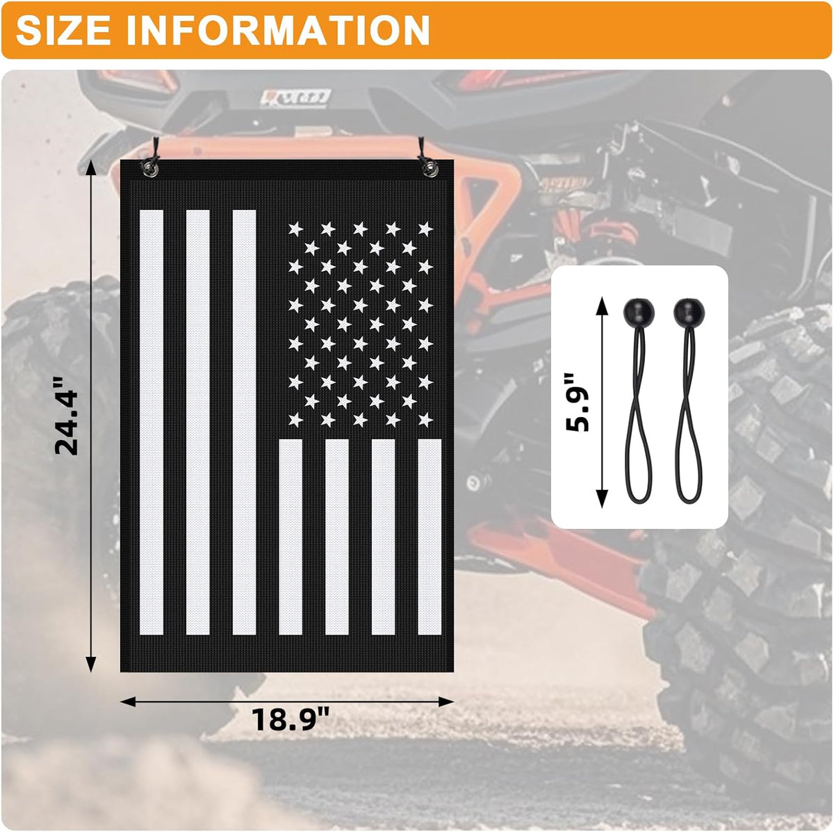 [Heavy-Duty] UTV Rear Trash Mesh Organizer & Trash Bag | Hose-Down Washable Design for Muddy Tow Straps, Wet Gear & Cans | Universal Fit for Polaris RZR, Can-Am X3, Yamaha (American Flag Edition)
