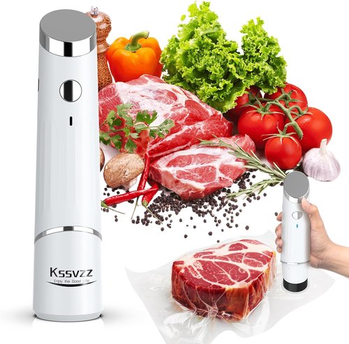 Handheld Vacuum Sealer - Compact Portable Food Sealing Machine with 10 Reusable Bags for Meal Prep