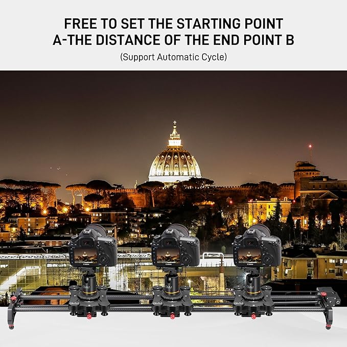 GVM 48"/120CM Carbon Fiber Motorized Camera Slider, Professional Camera Slider