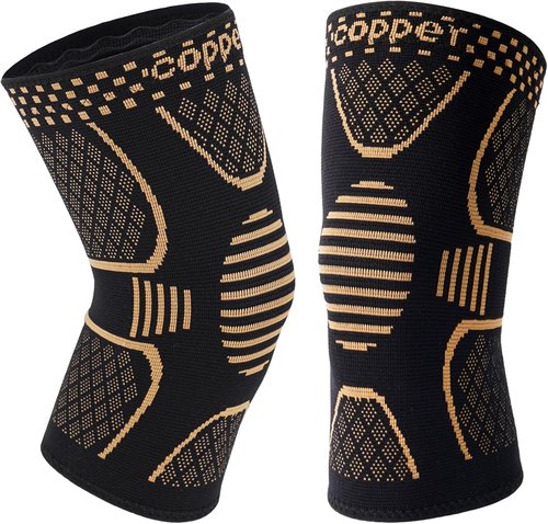 Double Couple Copper Knee Brace - Compression Sleeve Support for Pain Relief | 2 Pack for Men & Women