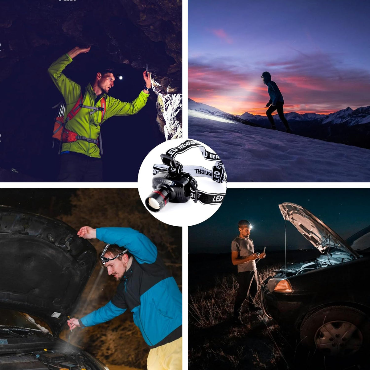 LIANXIN Car Roadside Emergency Kit, with Jumper Cables Automotive Kit,Car Safety Roadside Assistance Kit Headlamp,Tow Straps, Safety Hammers, Rainwear, Gloves.Black