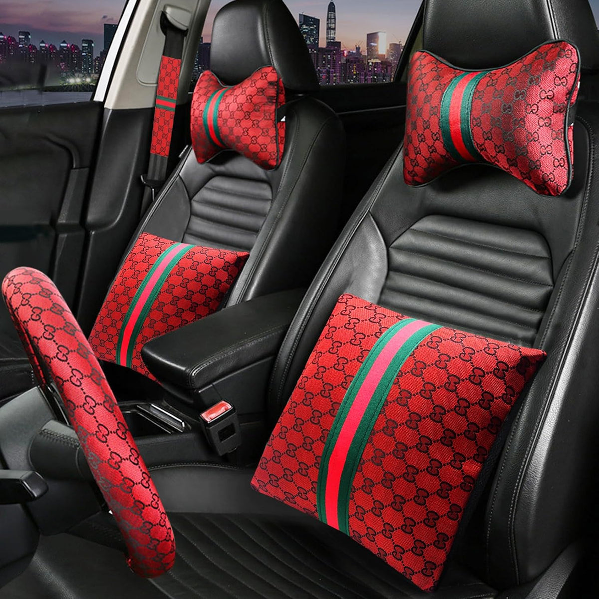 7PCS Steering Wheel Cover Set for Women, Car Accessories