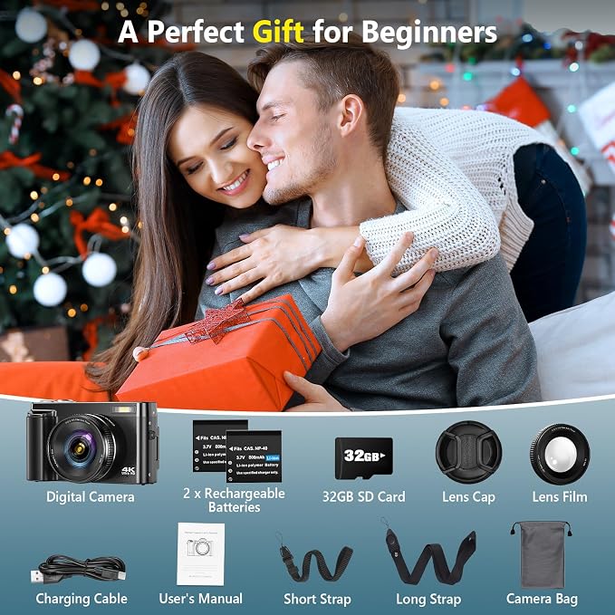4K Digital Camera for Photography Autofocus, Upgraded 64MP WiFi Vlogging Camera